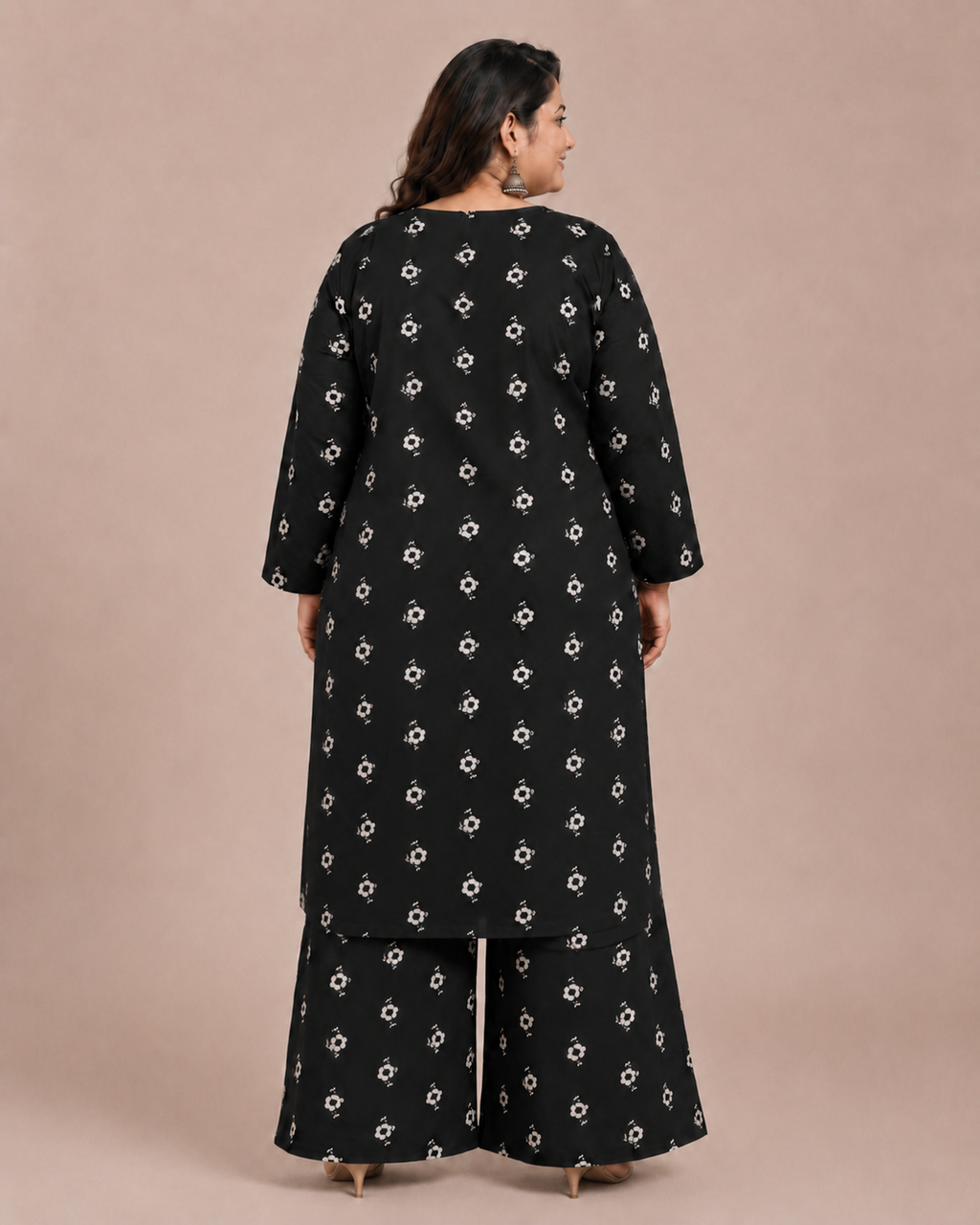 Plus Size Black Printed Lawn 2 Piece Suit
