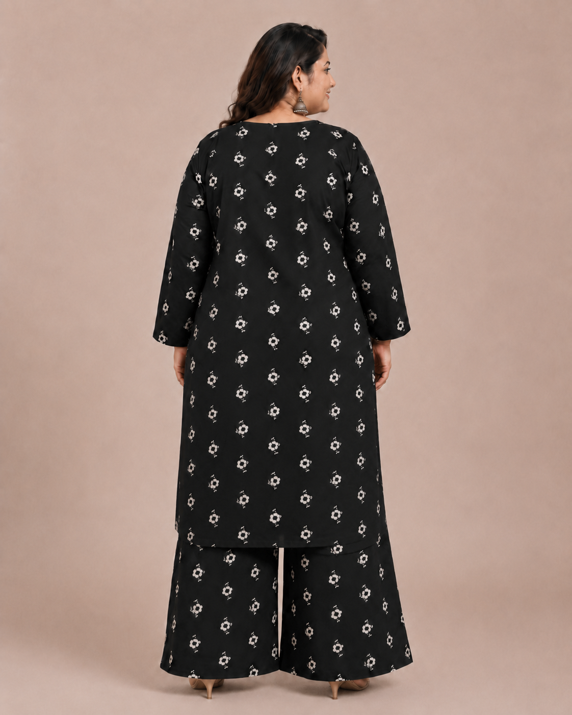 Plus Size Black Printed Lawn 2 Piece Suit