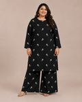 Plus Size Black Printed Lawn 2 Piece Suit
