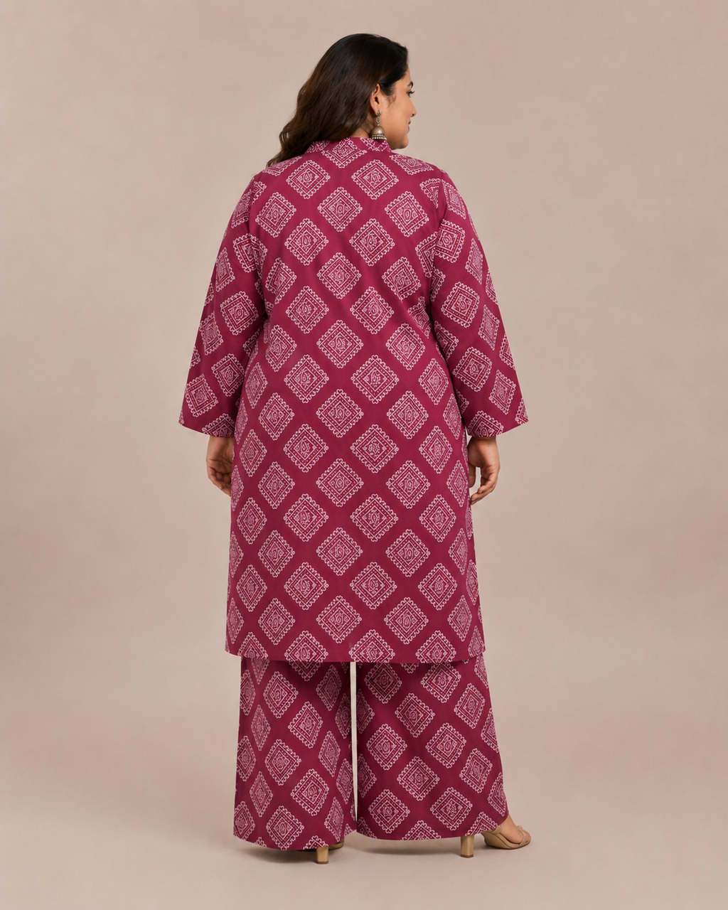 Plus Size Magenta Printed Lawn 2 Piece Suit