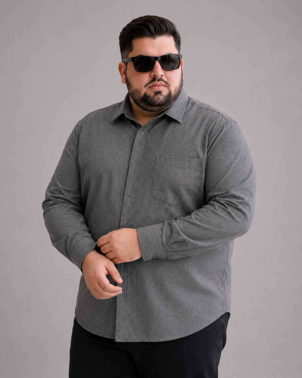 Men's Plus Size Charcoal Grey Casual Shirt