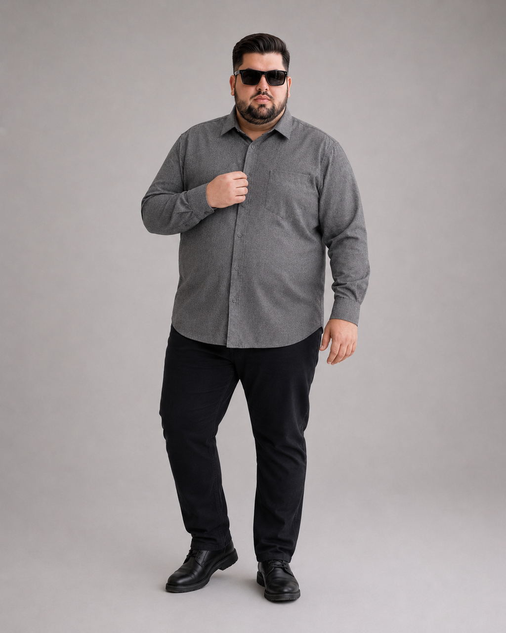 Men's Plus Size Charcoal Grey Casual Shirt